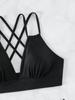 2025 V-neck Sexy Solid Color Backless Bikini - European & American Style Two-piece Swimwear