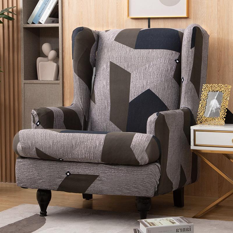 Wingback Chair Slipcover 2 Pieces/set Stretch Sofa Cover Armchair Cover Couch Furniture Protector Elastic Bottom for Living Room