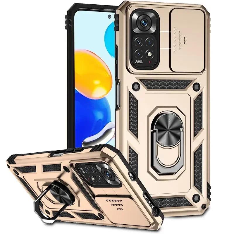 Armor Ring Bracket Push Phone Cases for Xiaomi Redmi Note 11 10 9 8 Pro Ma 9S Prime Poco X3 NFC X4 M4 4G 5G  XiaoMi 11 11T Cover