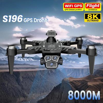 ახალი ორიგინალური S196 GPS დრონი 8K 5G WIFI FPV პროფესიონალური HD აეროფოტოგრაფია ESC ორმაგი კამერა დაბრკოლებების თავიდან აცილების კვადკოპტერი 8000M