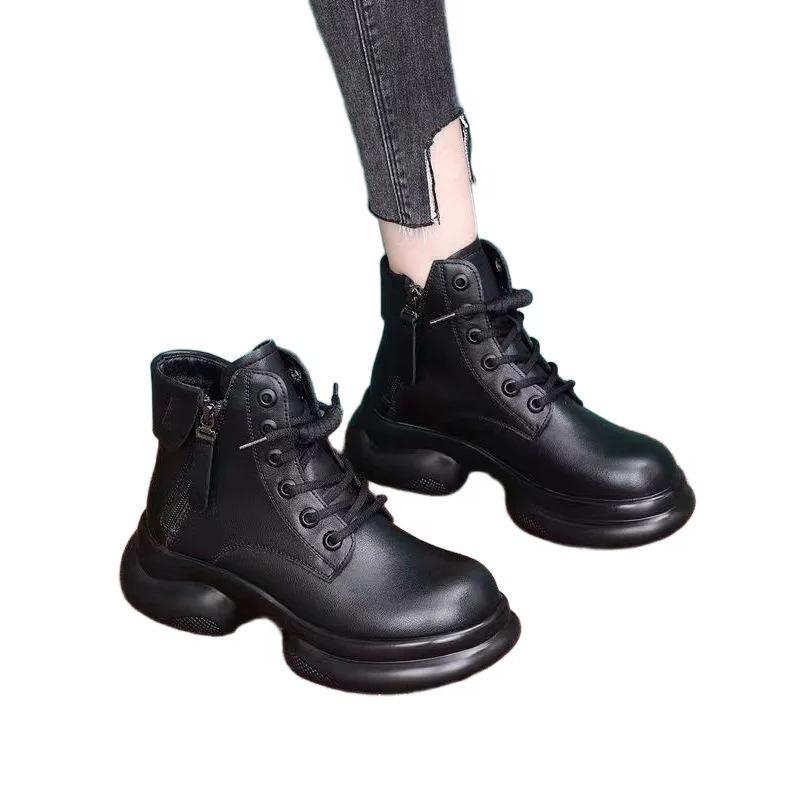 Retro Velvet Warm British Style Heightened Martin Boots New Short Boots In Autumn and Winter