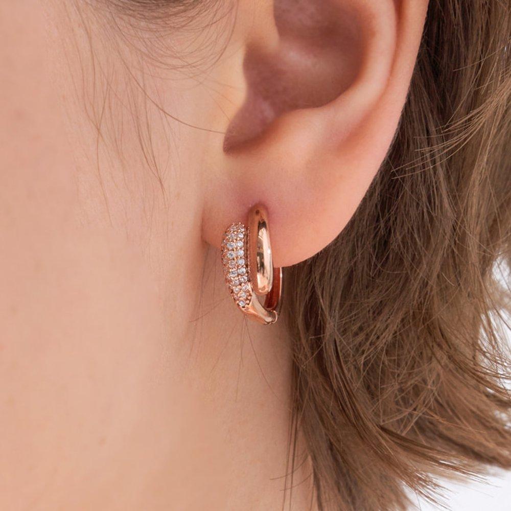 14K Gf Bling Half Stone One-Touch Earrings Elgpee573