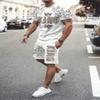 Summer Street Men's Suit Sportswear Men's Oversized Clothing 3D Print T-Shirt Shorts Men's Simple Clothing Fashion Suit