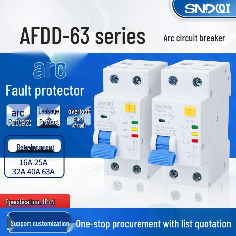 

2P AFDD AFCI Arc Fault Circuit Breaker with Overload & Leakage Protection 63A 2P C32 30mA