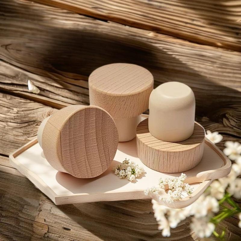 Wine Stopper Accessories, T-Shaped Wooden and Rubber Reusable Bottle Corks for Bar