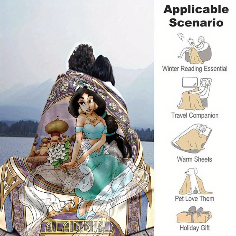 1pc Disney Princess Jasmine Art Nouveau Throw Blanket Home Decor, Couch Cover, Outdoor, Gift for Friends, Flannel Throw, Bedroom, Living Room