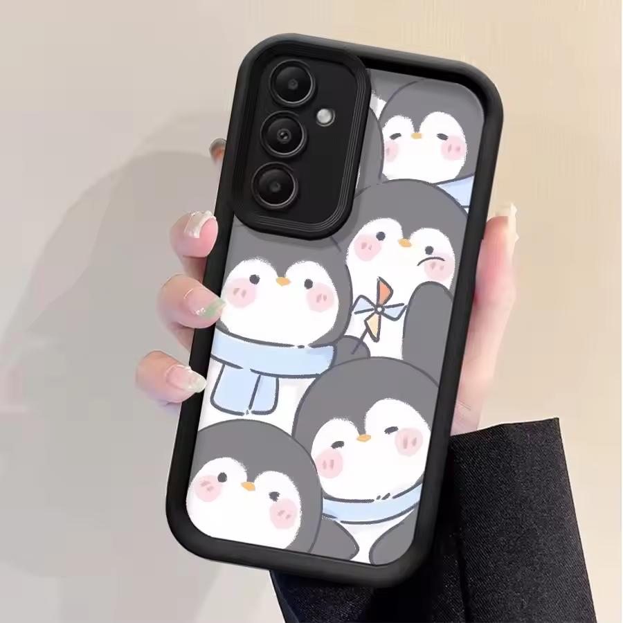 Cartoon Cute Penguin For Samsung Galaxy Case S24 S23 S22 S21 Ultra Plus Fe A55 A54 A53 A52 A35 A25 A15 A14 5G Phone Y2k Cover