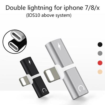1PCS  Mini Charging/audio 2 In 1 Lightning Adapter for Iphone Dual Lightning Music Charging Earphone Conversion Head