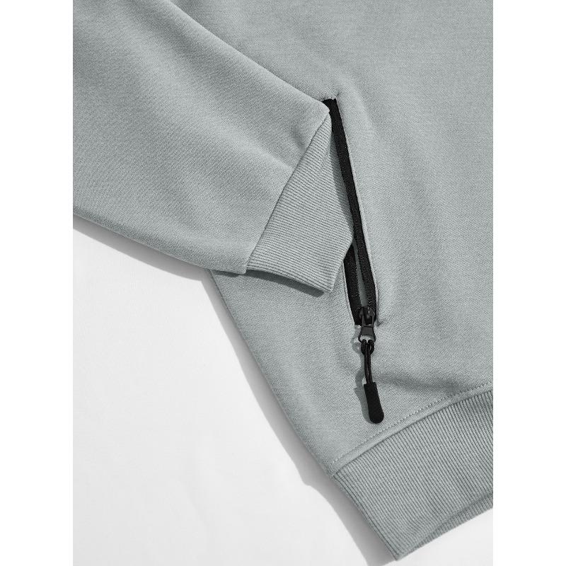 Men's Stand Collar Fleece Lined Zip Jacket Side Pockets Outdoor Casual Top.
