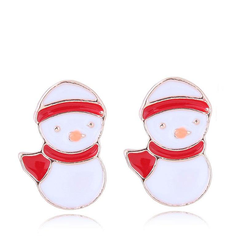 Cute Little Santa Elk Gift Earrings, Flash Diamond Christmas Tree Snowman Earrings