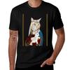 Cat Lady And Ermine Classic Painting Parody Tshirt Summer Print Short Sleeve Tee