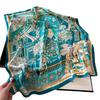 Guofeng Silk Scarf Landscape Ink Square Scarf 70Cm Simulated Silk Scarf Thousand Miles Of Rivers And Mountains Silk Scarf Women