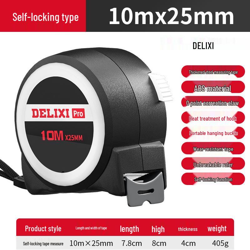 Delixi Steel Tape Measure: Thickened and Hardened, 5m/3m/10m Options, Durable Household Ruler