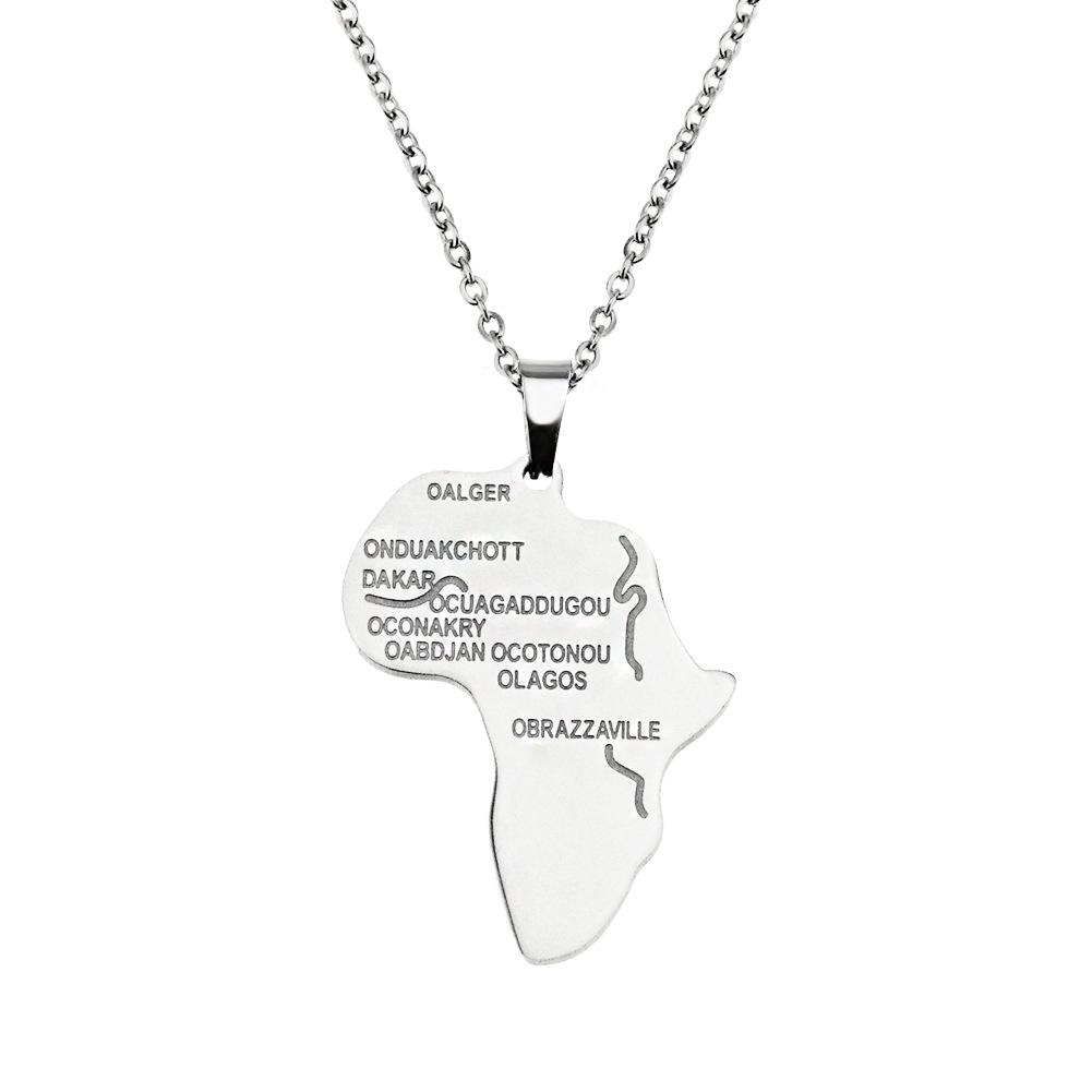 Stainless Steel Gold African Map Pendant Necklace Jewelry