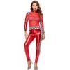 Red Sexy Jumpsuit Cheerleading Outfit PU Leather Football Girl Role Play Costume