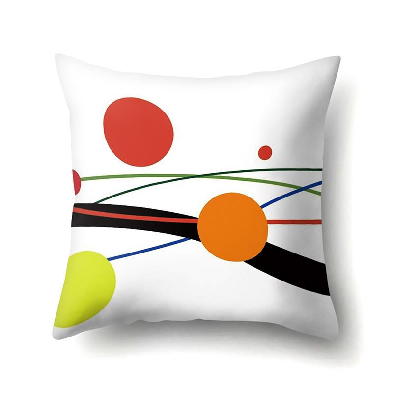 Polyester Pillow Case Car Black and Red Geometric Circle Lines Decorative Home Print Pillow Bedside Cushion Cover