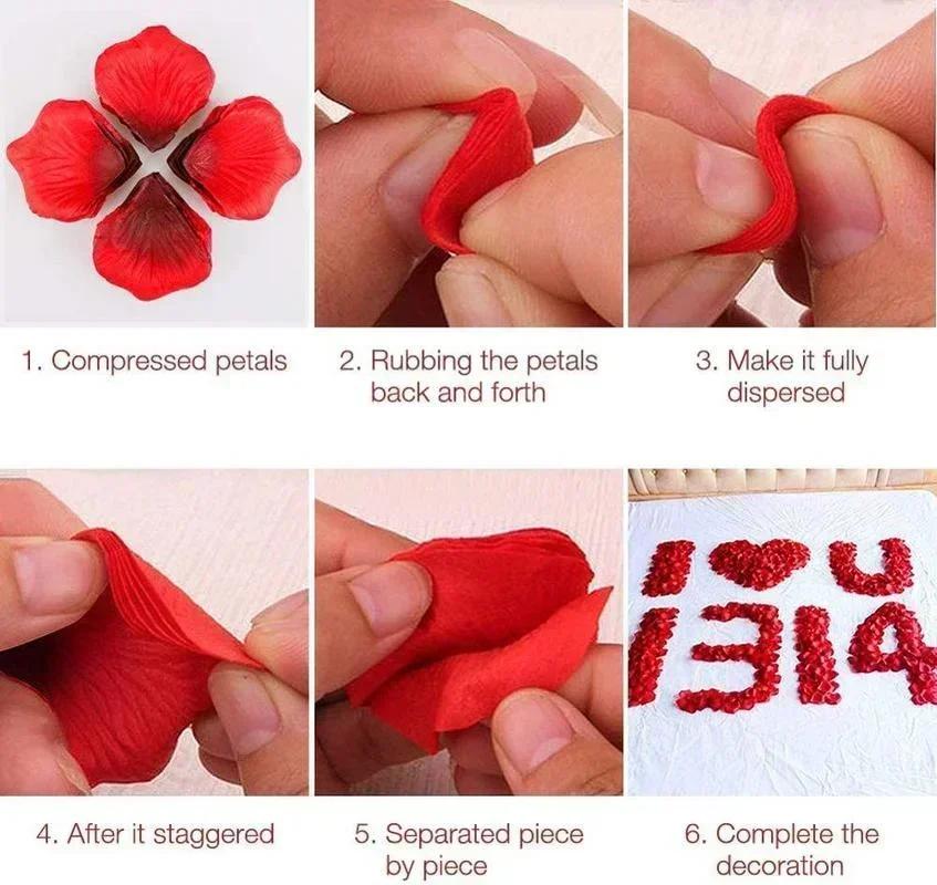 2000/100Pcs Artificial Fake Rose Petals Colorful Simulation Silk Rose Petal For Valentines Day Wedding Party Romantic Decoration