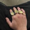Finger Rings Sets 6Pcs/Set Geometric Open Rings Alloy Adjustable Men Rings Wide Opening Thick Irregular Letter Rings Women