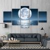 5 Panels Moon Sea Posters Canvas Painting Landscape Pictures Night Views Wall Art For Living Room Modern Home Decor No Frame