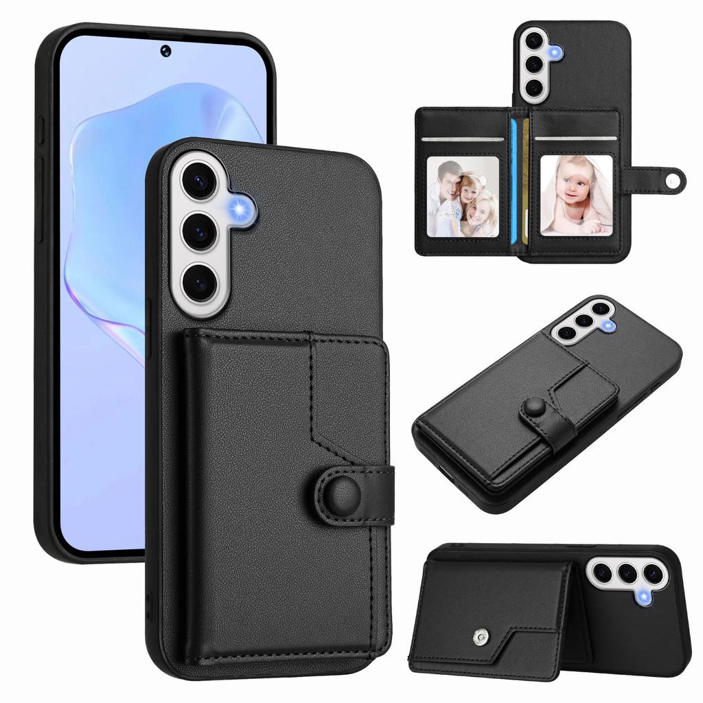 For Samsung Galaxy S24 FE Case RFID Blocking Card Holder Kickstand TPU + PU Leather Phone Back Cover