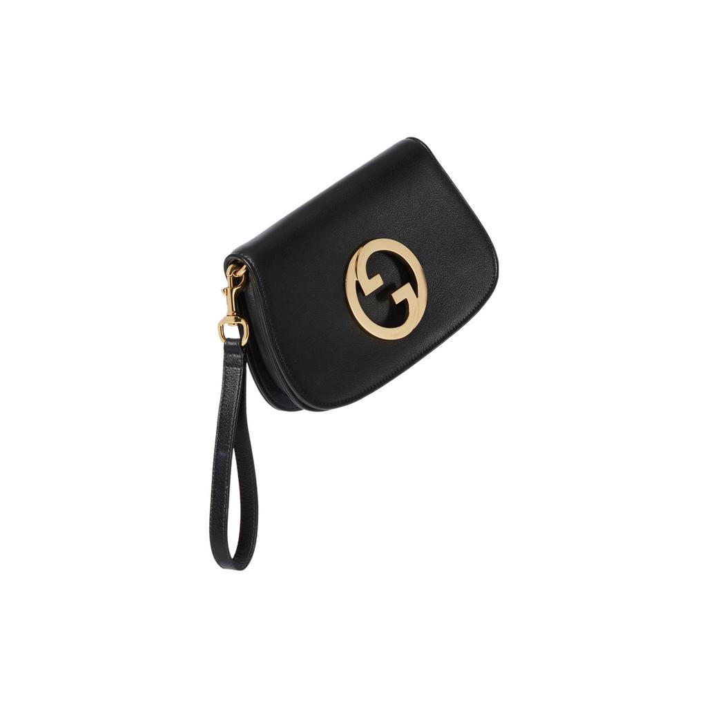 Gucci Blondie Metal Double G Logo Detachable Bracelet Gold Tone Accessory Leather Handbag Wristlet Clutch Mini Women handbags Black 698630-UXX0G-1000