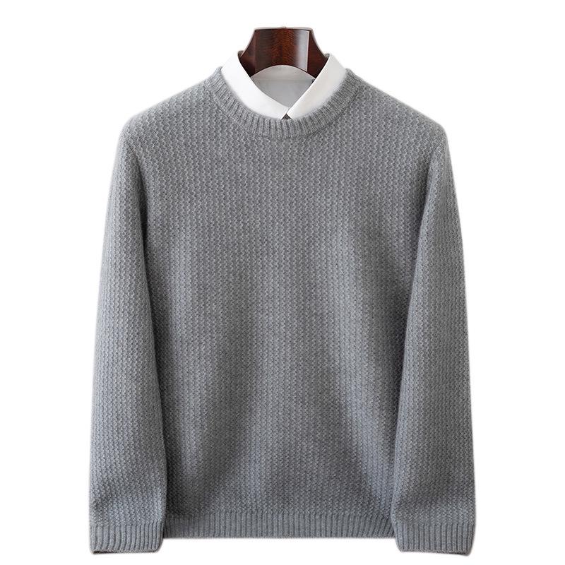 Men's Premium 100% Cashmere Round Neck Sweater - Thick Knit Casual Business Pullover