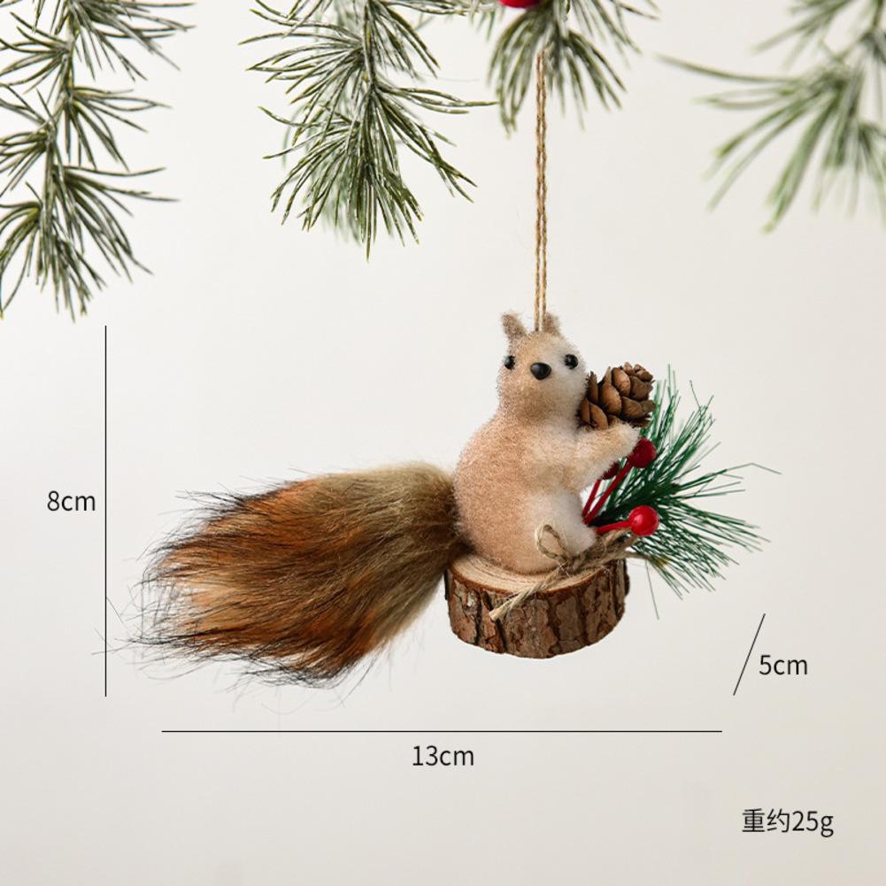 Five Hanging Squirrel Ornaments for Christmas Tree Foam Material with Wire Tail for Adjustable Poses and Display