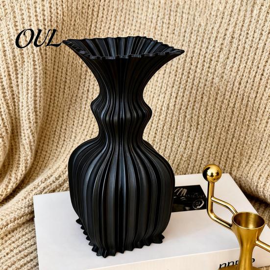 Stylish Planter for Flowers Vintage Hydroponic Flower Vase, 3D Printed Vertical Ridged Curvy Minimalist Modern Vase Balcony Sculptural Tabletop Decor