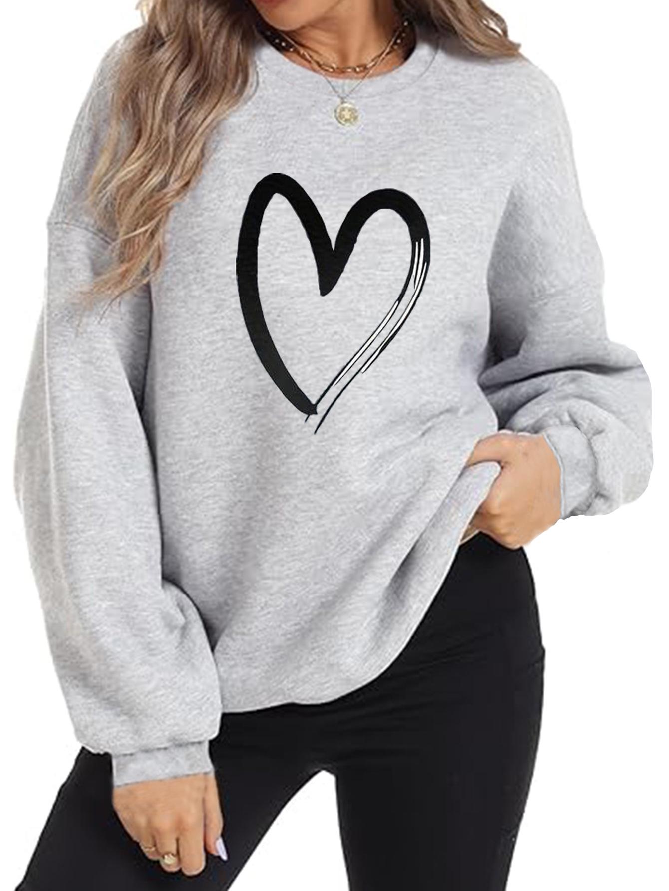 2025 Heart Print Loose Casual Plus Size Women s Clothing for Spring/Autumn