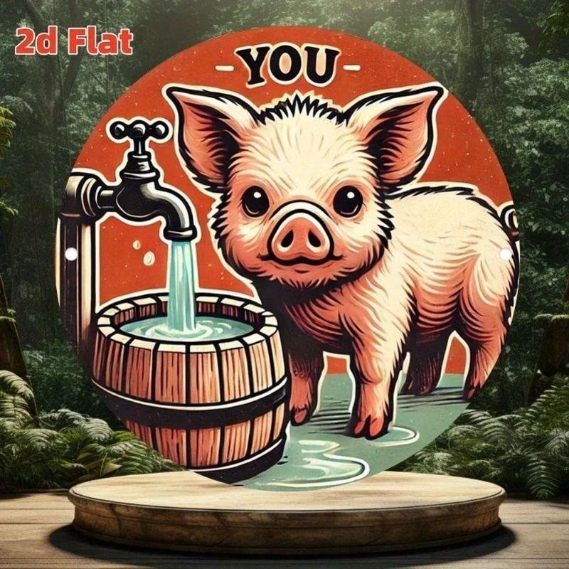 Round Metal Tin Sign Wall Art Home Living Room Office Cafe Decor 20x20cm