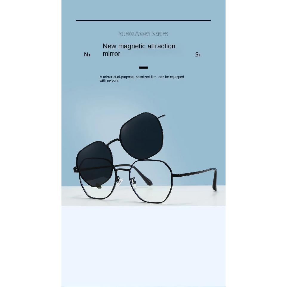 Magnetic Clip-On Glasses Irregular Frame Prescription Eyeglass Frames Polarized Clips Sunglasses Lenses Metal  Sunglasses