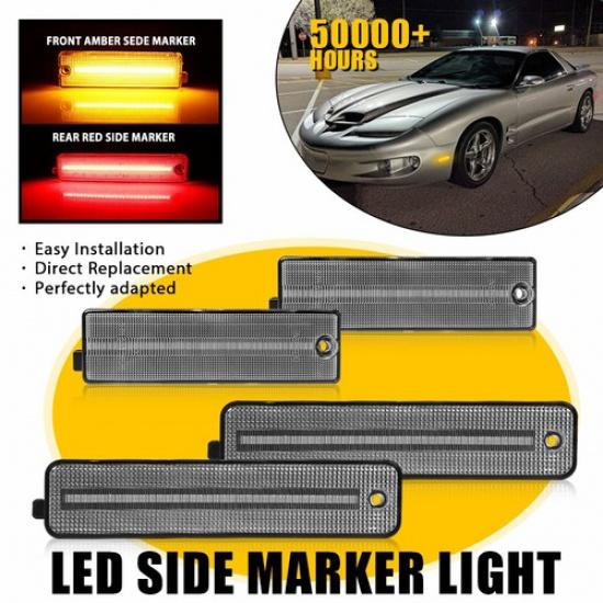 

4x Clear For 98-02 Pontiac Trans Firebird LED Front & Rear Side Marker Lights EV