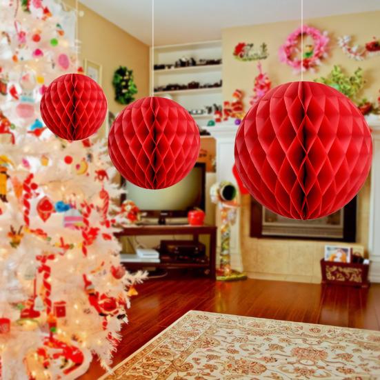 3 Pcs Wedding Decoration Round Hanging Heart Shape Symmetric Paper Prom Decor