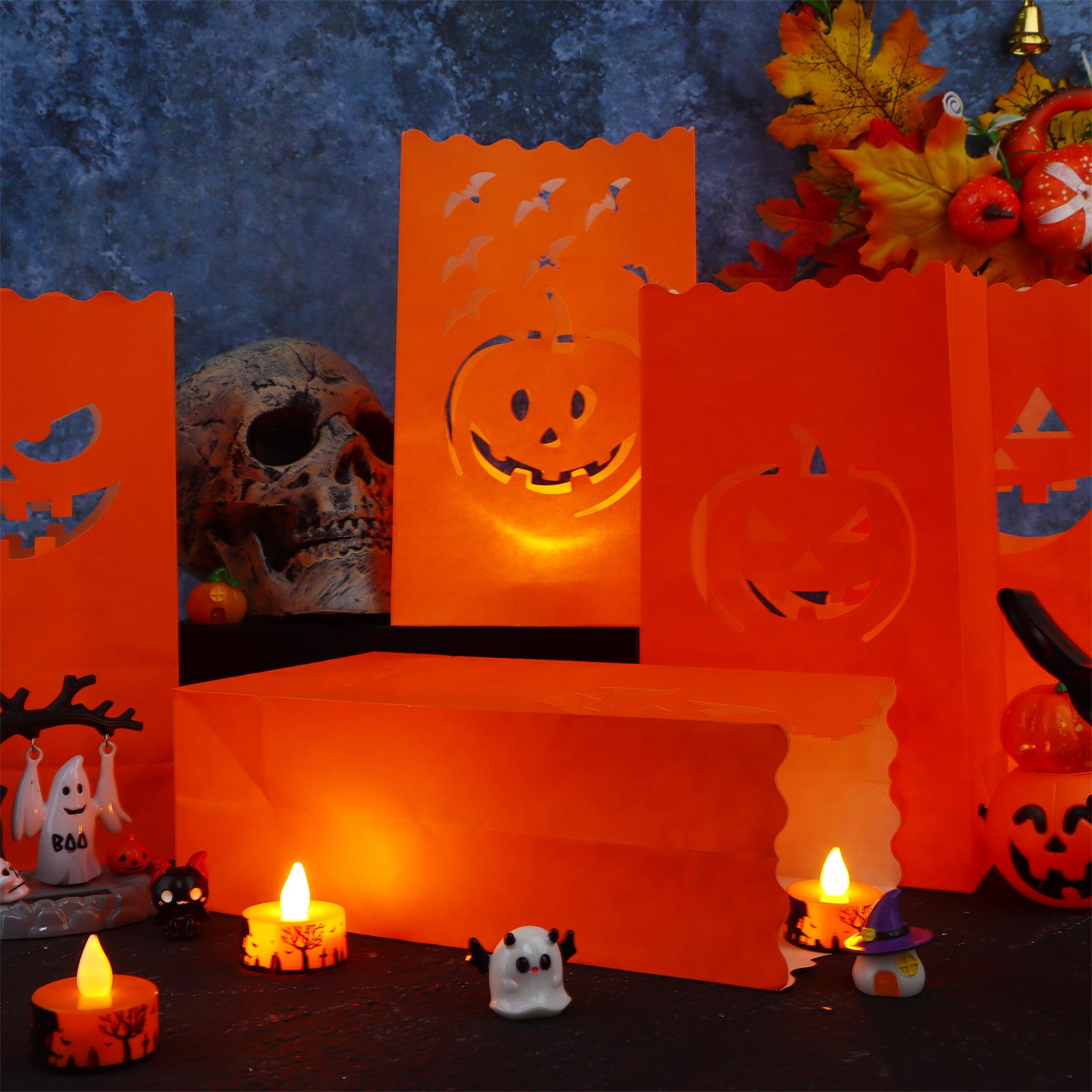 

30 Pieces Halloween Pumpkin Bags Candle Luminary Bags Paper Lantern Bags For Hal армия зеленый