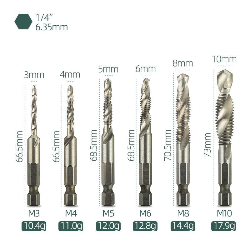 Yunbei Titanium-Plated High-Speed Steel Spiral Tap Drill with Hexagonal Shank