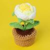 2 Pieces Handmade Crochet Flowers Small Potted Artificial Rose Flowers for Car Dashboard Home Office Table Centerpiece Shelf Decor,Gradient