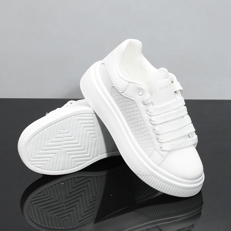 Spring McQueen Platform Leather Black Tail Casual Board Shoes Muffin Heightening Sports Dad Shoes 2