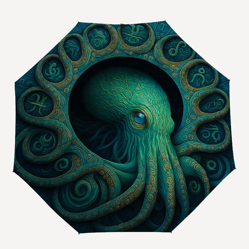 Oceanic Mystery: Octopus Art Print - Coastal Decor for Your SpaceUmbrella, Portable 3-Fold Umbrella for Men & Women,Christmas Gift ES319