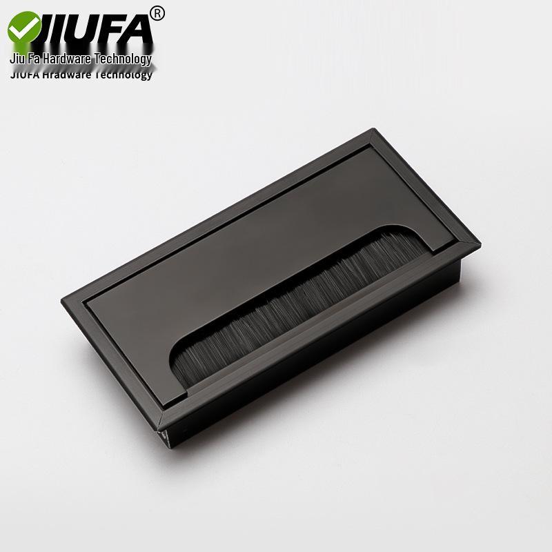 Aluminum Alloy Cable Entry Box with Brush Strip - Desktop Wire Management Cover