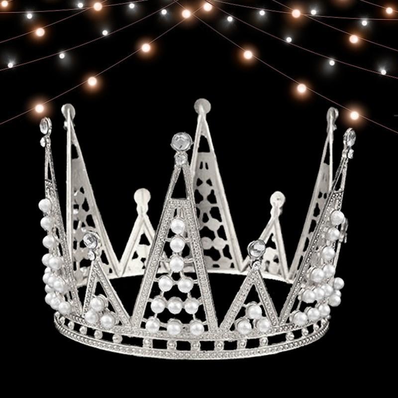 Children's Birthday Crown Tiara Baroque Alloy Ornament Full Circle Crown Cake Decoration