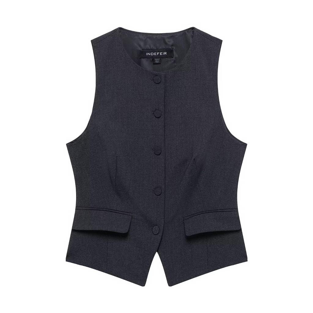 Vestă fără mâneci slim fit pentru femei, stil european și american, Primăvara 2025, Veston, Fustă și Pantaloni