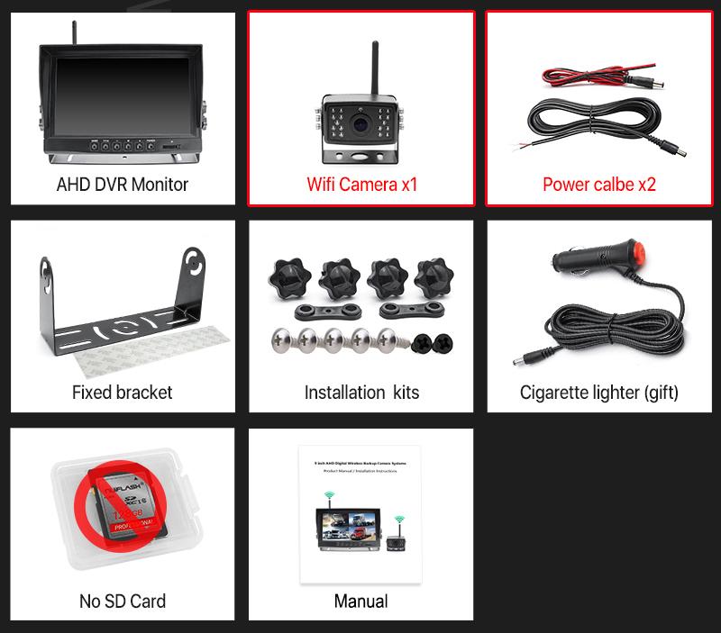 

GreenYi 9-дюймовый цифровой беспроводной резервный DVR с камерой записи и 4-канальным AHD-монитором для грузовиков/прицепов/автобусов/пикапов/трейлеров