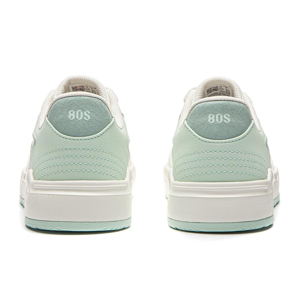 Li Ning Common 80s Skateboard Shoes Women's Low Top Champagne White/Water Wave Green AGCW038-1