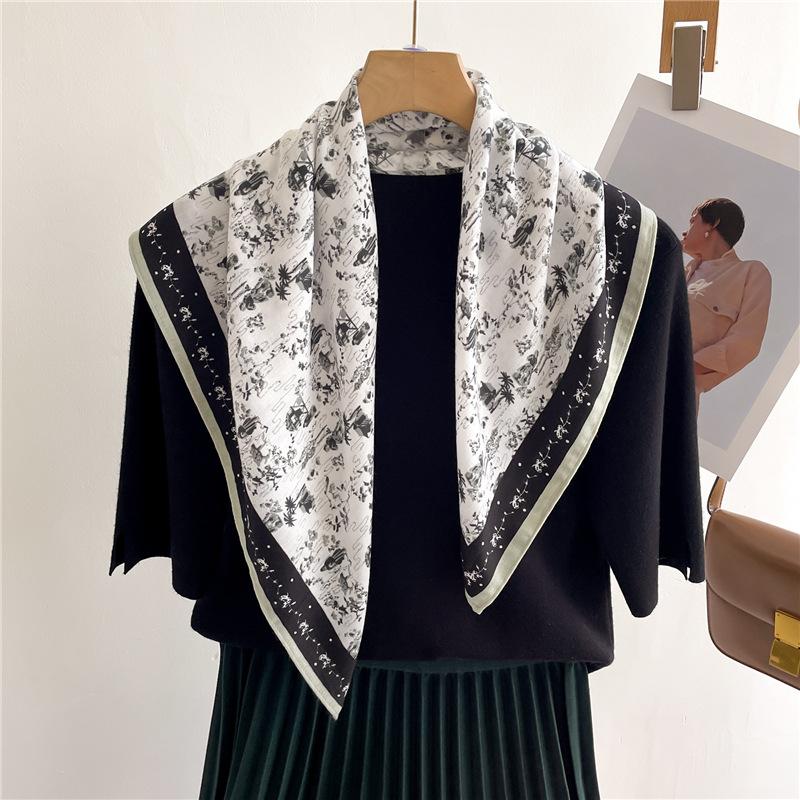 New 65*65Cm Square Scarf Cotton Feel Women Soft Headscarf Foulard Bandana Female Hijab Spring Autumn Warm Neckerchief Decoration