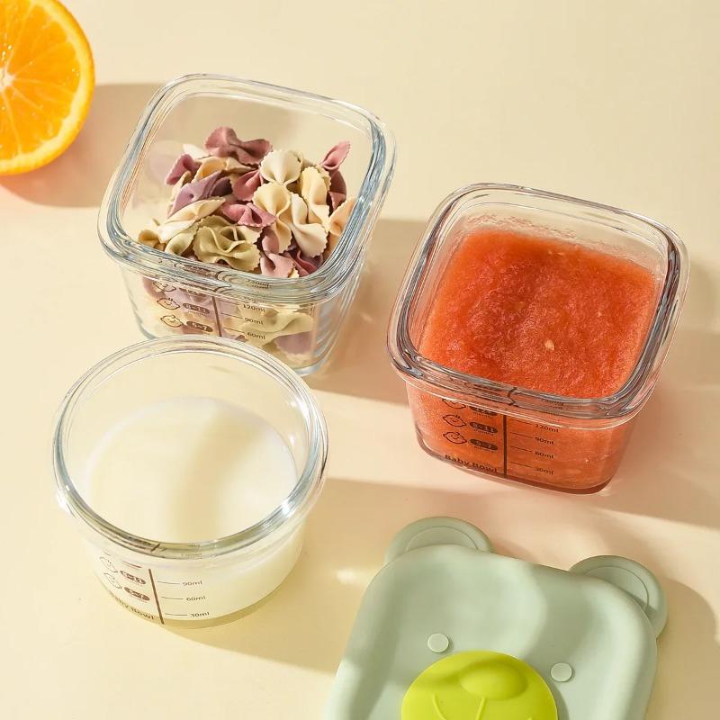 Baby Bear Glass Food Storage Box With Scale And Lid For Cooking Eggs Sealed Toddler Feeding Bowl Preservation Box From China