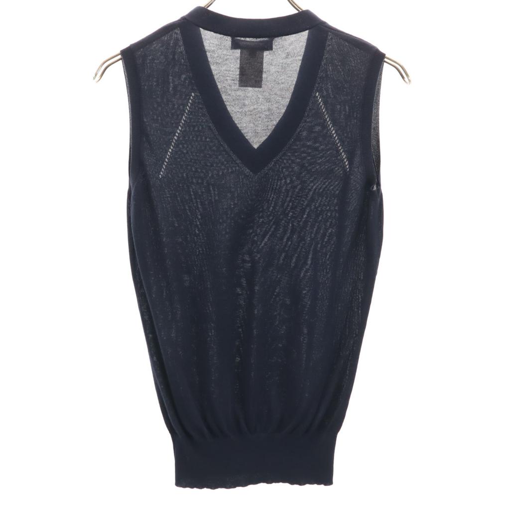CELINE made in Italy Short sleeve V neck Knit vest M Navy Women Used