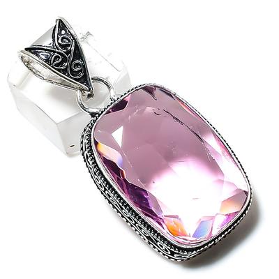 Pink Kunzite Gemstone Handmade 925 Sterling Silver Jewelry Pendant 1.97" S5n09