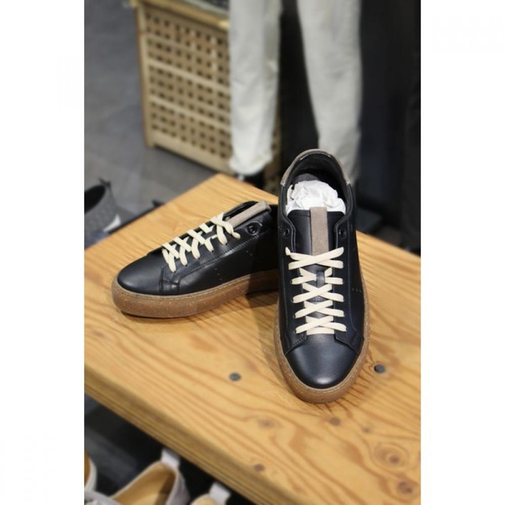 Panikalle Mario Napa Leather Suede Color Block Black CalFskin Sneakers F aFo501bk