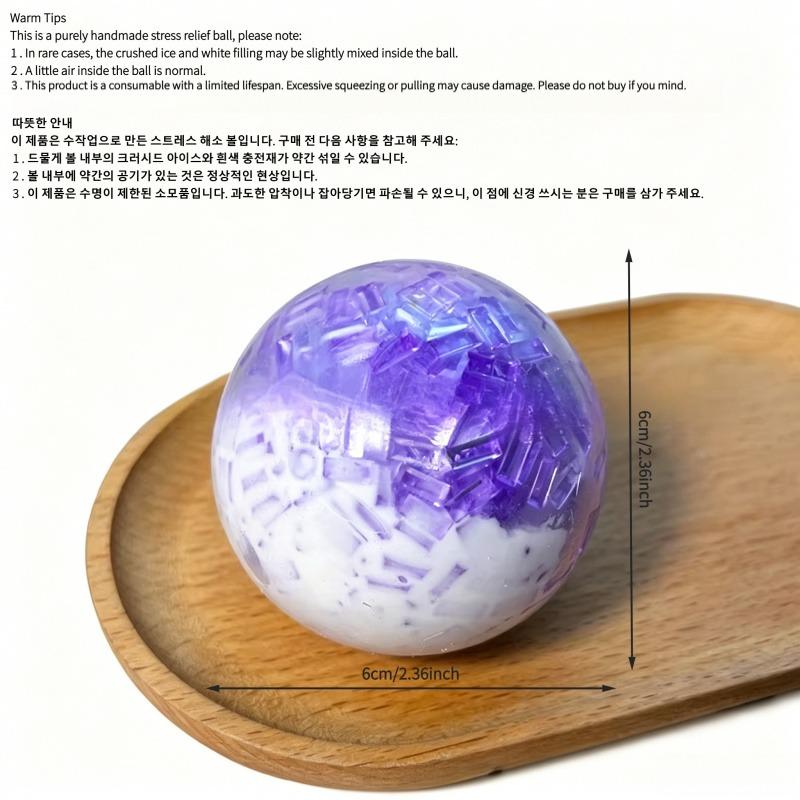 Squishy Slow Rising Crushed Ice Handmade Ball | Stress Relief Sensory Fidget Toy for Anxiety ADHD Autism Kids Adults