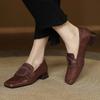 Fashion Chunky Woman Leather Shoes Square Toe Dress Office Loafers Shoes Woman Trend Designer New Elegant Heels Shoes Female Pumps